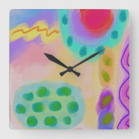 Peinture Abstraite colorée Grande horloge