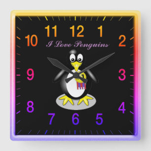 Carrée Penguin Love Or Horloge