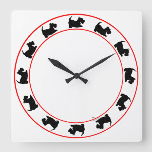 Carrée Petite horloge Scotties