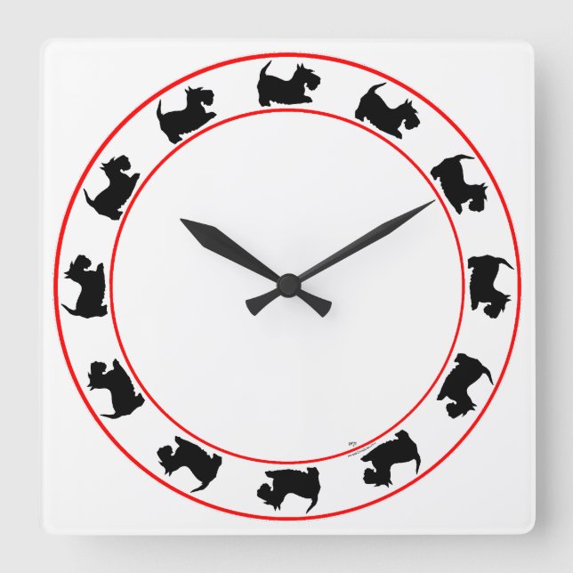 Carrée Petite horloge Scotties (Recto)