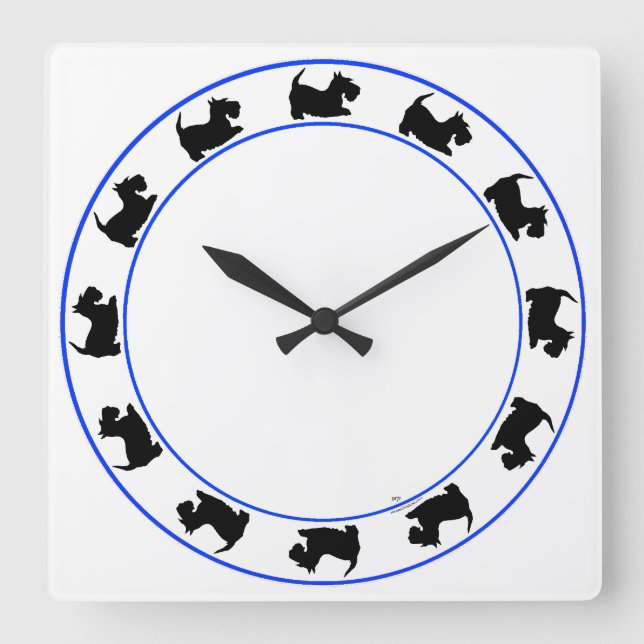 Carrée Petite horloge Scotties (Recto)