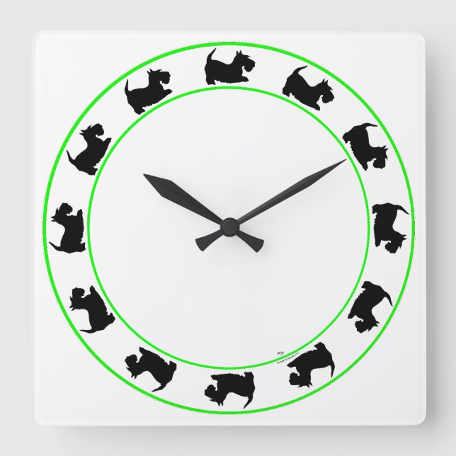 Carrée Petite horloge Scotties (Recto)