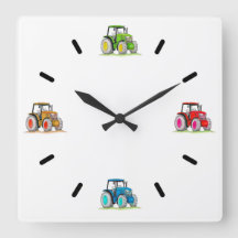 Petits Tracteurs, Horloge Mur Acrylique Blanche