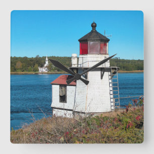 Carrée Phare de Squirrel Point, Maine Carré Horloge mural