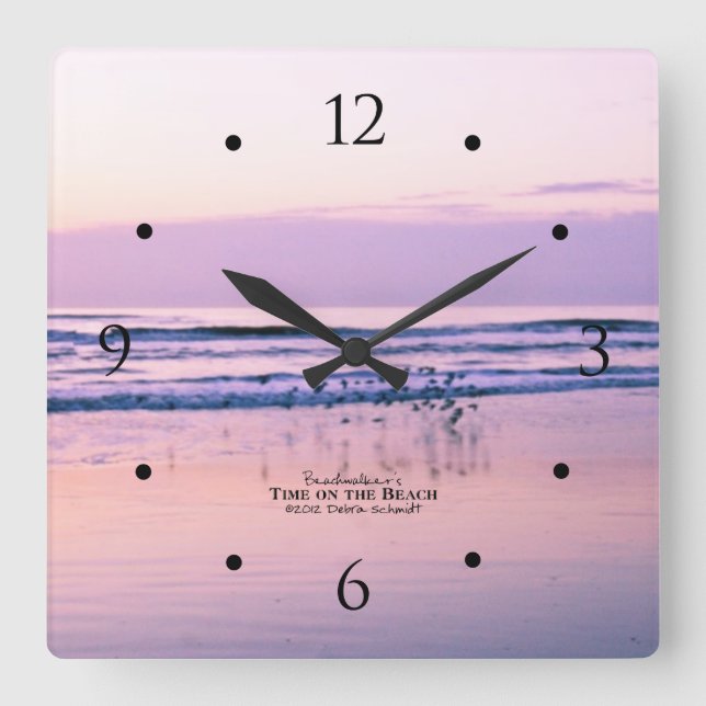 Carrée Pipe de sable à l'aube sur l'Ocean Beach Horloge (Recto)