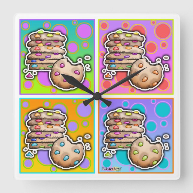 Carrée Pop Art Chocolate Chip COOKIES MUR HORLOGE (Recto)