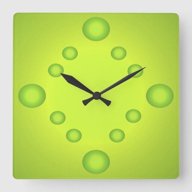Carrée Pop Art Lime Soleil Inhabituel Horloge verte 4 (Recto)