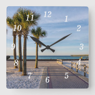 Carrée Promenade Pavée À Pensacola Beach Horloge Mur