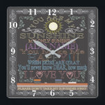 Carrée Retro Chalkboard Vous Êtes Mon Sunshine Horloge<br><div class="desc">Commémorez votre anniversaire,  mariage,  fiançailles,  etc.,  avec cette horloge carré rétro personnalisée. Fait un beau cadeau. Oeuvre d'Amelia Carrie</div>