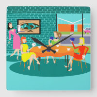 Retro Femme de jeu de carte mural horloge