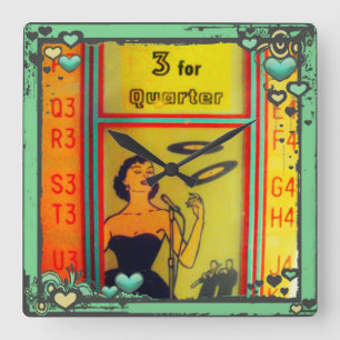 Carrée Rétro Horloge du dîner de boîte de juke! Grande