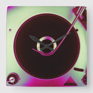 Carrée Rétro horloge vintage de joueur de disque vinyle