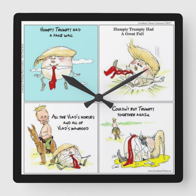 Carrée Rick London "Trumpty Dumpty" Funky Wall Horloge (Recto)