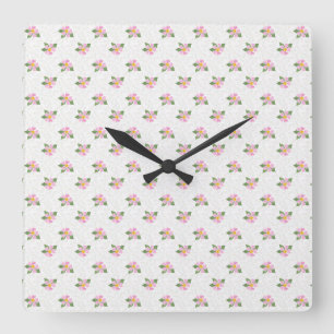 Carrée Rose de Chien Ditsy Polka Style Carré Horloge mura