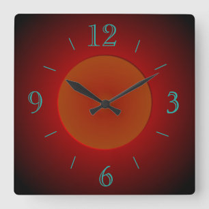 Carrée Rouge atmosphérique/Orange avec lueur > Horloge mu