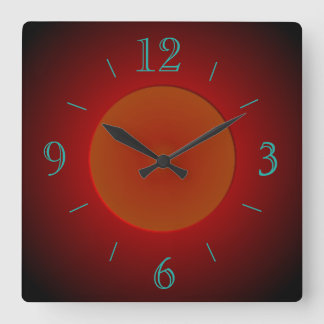 Carrée Rouge atmosphérique/Orange avec lueur > Horloge mu