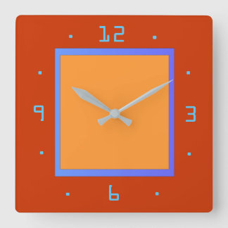 Carrée Rouge et oeuf Jaune avec garniture bleue > Horloge
