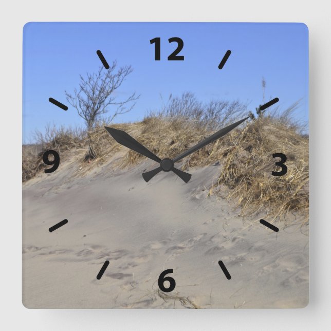 Carrée Sable Dune Beach Wall Horloge (Recto)
