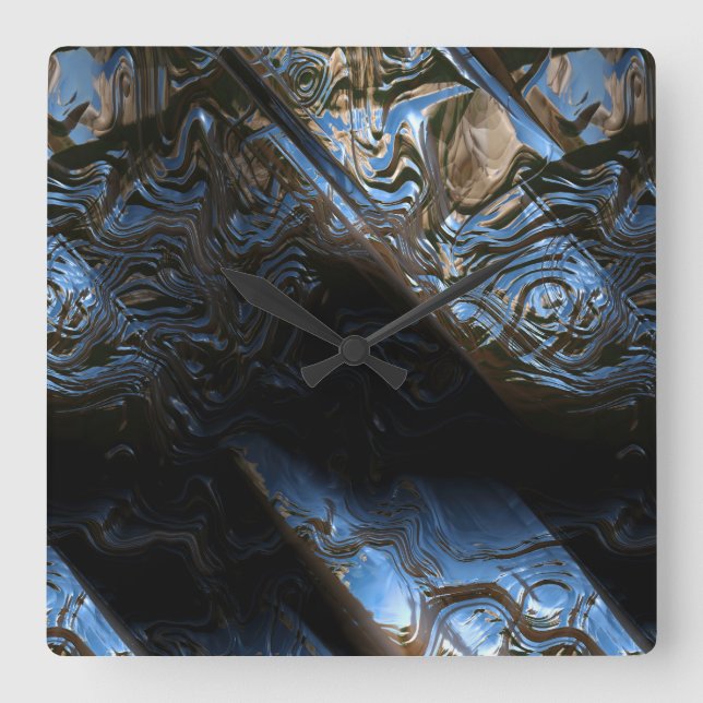 Carrée Sci-Fi Métal Art 2-1 Horloge (Recto)