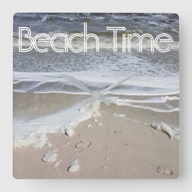 Carrée Temps de plage ou votre texte et horloge de (Recto)