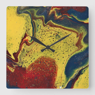Carrée Tôt le matin 1 Horloge abstraite bleu doré