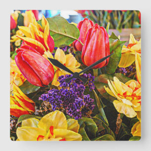 Carrée Tulipfest Tulip Horloge Fleurs de printemps