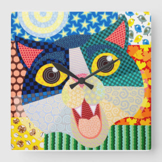 Carrée Un chat pour toutes les saisons Horloge de Laura D