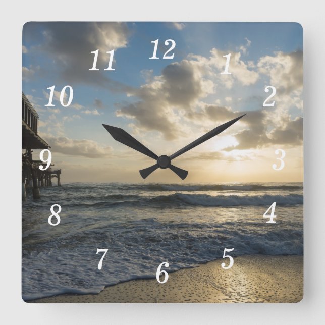 Carrée Une Horloge Mur De Plage Glorieuse (Recto)