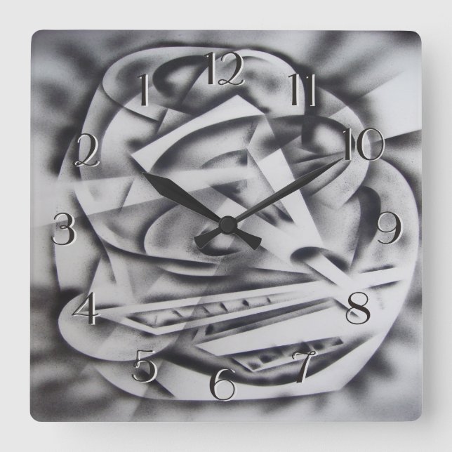 Carrée Ville au repos horloge arrière noir et blanc (Recto)