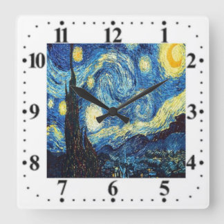 Carrée Vincent Van Gogh Horloge nocturne étoilée