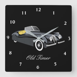Carrée Voiture classique Jaguar 'Vieux Timer' Horloge mur