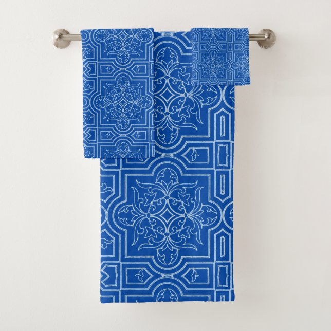 Carrelage Art nouveau bleu cobalt (En situation)