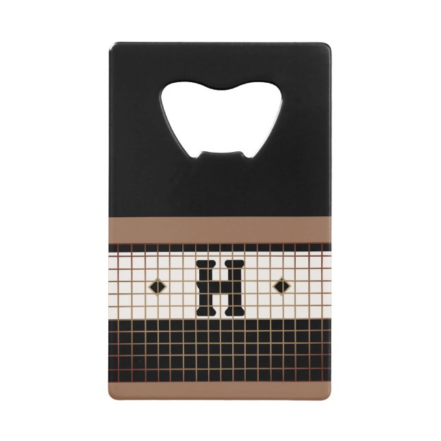 Carrelage Bistro vintage Monogramme noir et or (Devant)