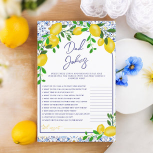 Carrelage bleu aquarelle citron baby shower jeux