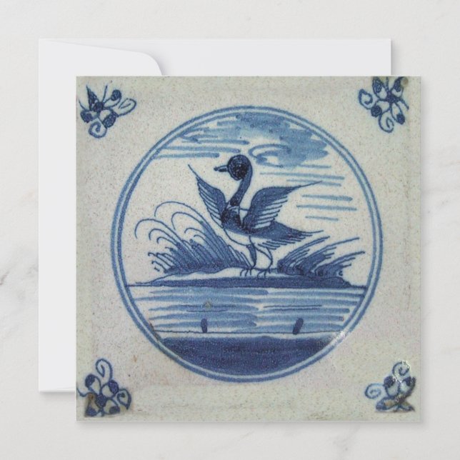 Carrelage bleu Delft - Canard dans l'eau (Devant)