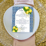 Carrelage bleu et citron Amalfi Positano menu à th<br><div class="desc">Carrelage bleu et citron Amalfi Positano menu de fonction à thème méditerranéen.</div>
