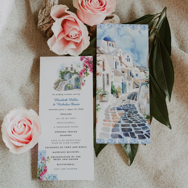 Carrelage bleu floral | Programme de mariage de Gr (Créateur téléchargé)
