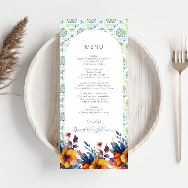Carrelage Bleu Italien Elégant Menu (Créateur téléchargé)