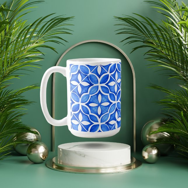 Carrelage bleu toscan style café Mug (Créateur téléchargé)