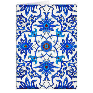 Carrelage chinois Art Nouveau - Cobalt Bleu & Blan