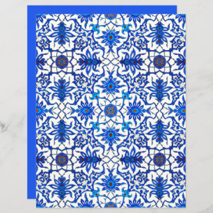 Carrelage chinois Art Nouveau, Cobalt Bleu & Blanc