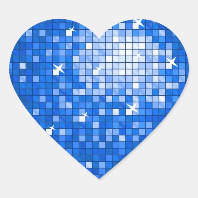 Carrelage Disco Coeur autocollant bleu foncé (Devant)