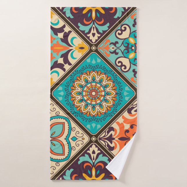 Carrelage en patchwork coloré : Motifs islamiques. (Serviette de bain)