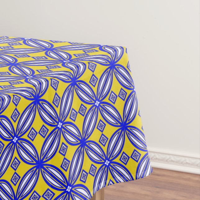 Carrelage Espagnol Bleu Et Jaune Motif Nappe (In Situ)