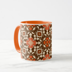 Carrelage marocain floral, Brown, rouille et Mug b