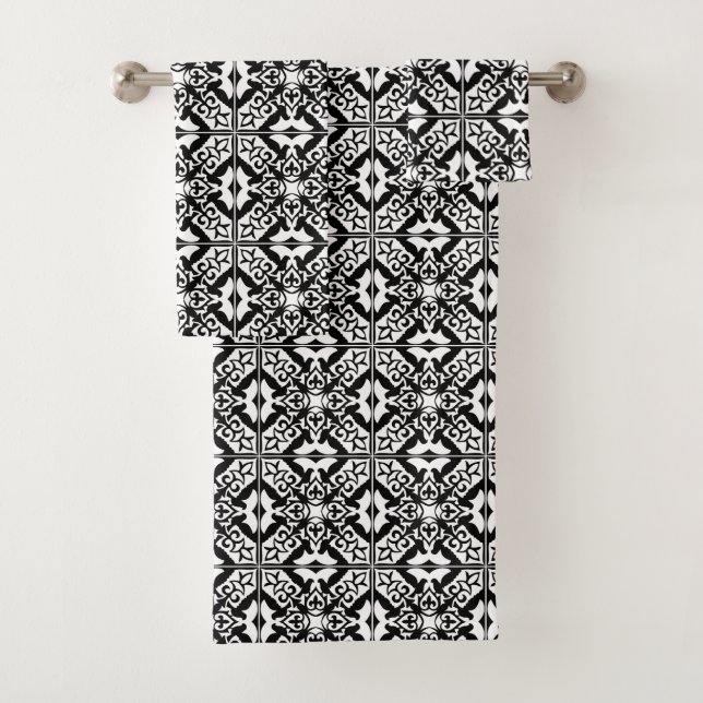 Carrelage marocain, noir et blanc (En situation)