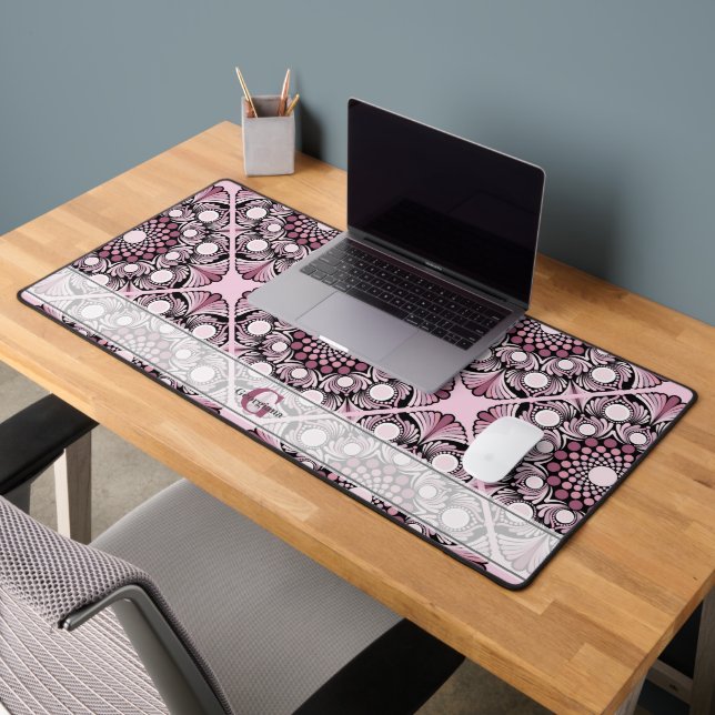 Carrelage monogramme Rose de cerise en fleurs Mand (Bureau 2)