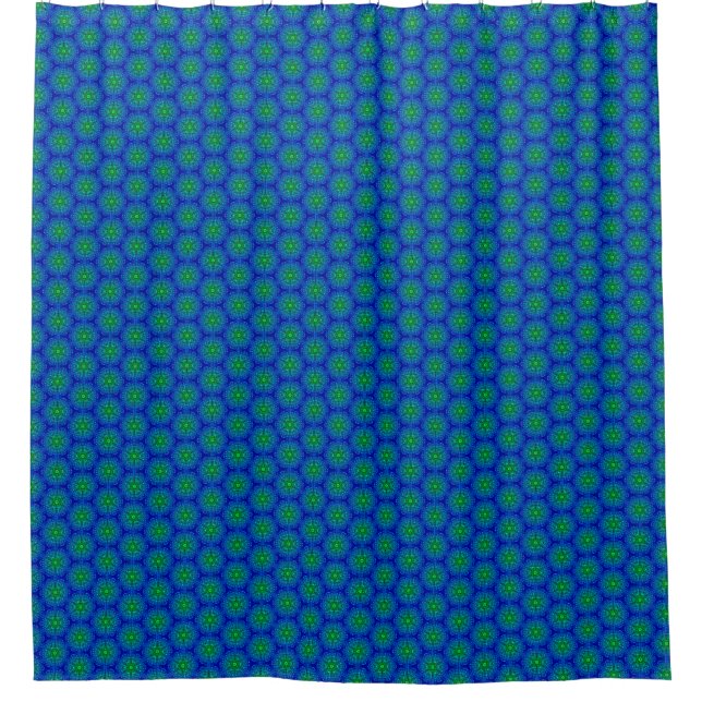 Carrelage mosaïque bleu et vert rideau de douche (Devant)