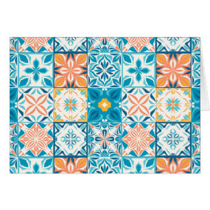 Carrelage orange et bleu