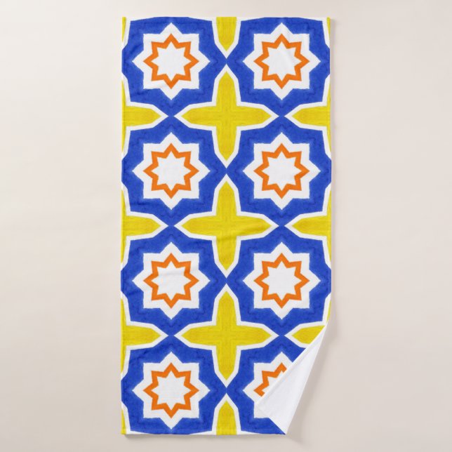 Carrelage portugais d'époque. Azulejos bleu et jau (Serviette de bain)